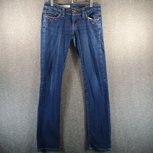 Express X2 Jeans Women 2 Ultra Low Rise Skinny Leg W01 Medium Wash Jewel Accents